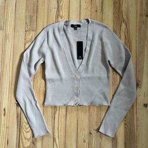 Lulus Womens Ribbed Knit Cardigan Top Button Down Long Sleeve Casual Medium‎